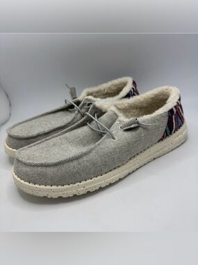 HEY DUDE WOMEN'S WENDY FUNK WOOL Loafer Shoes in Gray Size 10